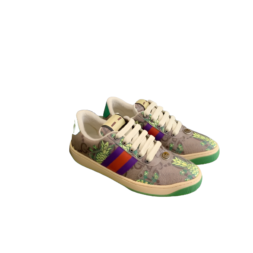 GUCCI Men's Pineapple Print Sneakers with Green Soles
