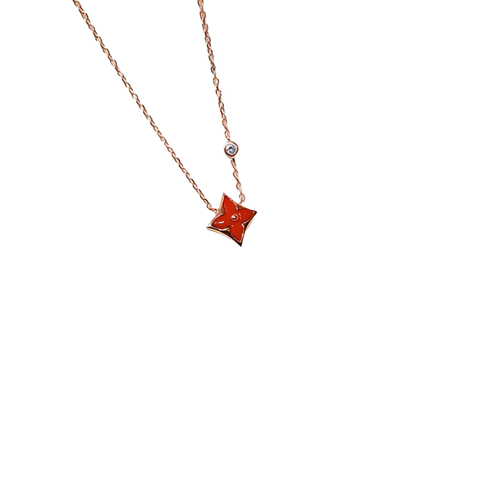 LV Red Star Pendant Necklace for Women