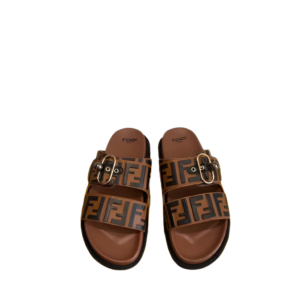 Fendi Men's Brown Signature Slides