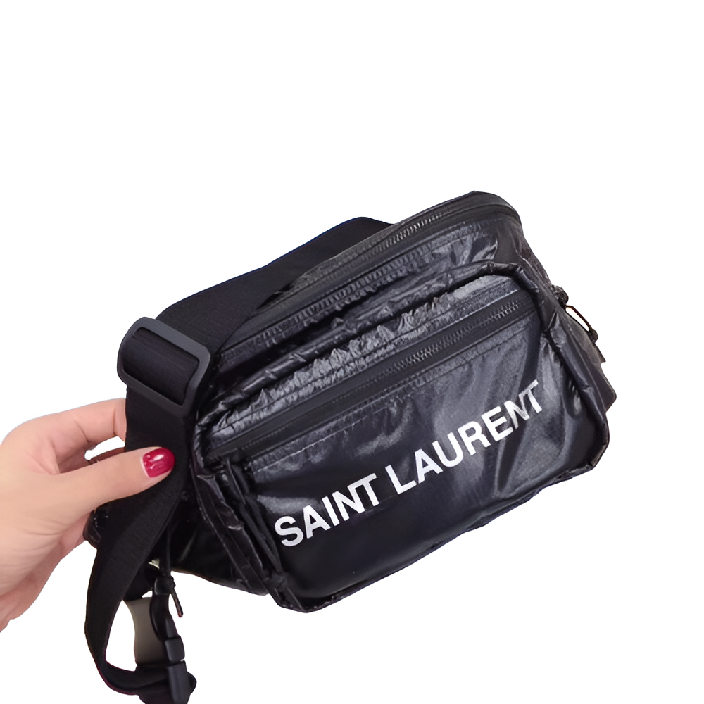 YSL Black Nylon Waist Bag