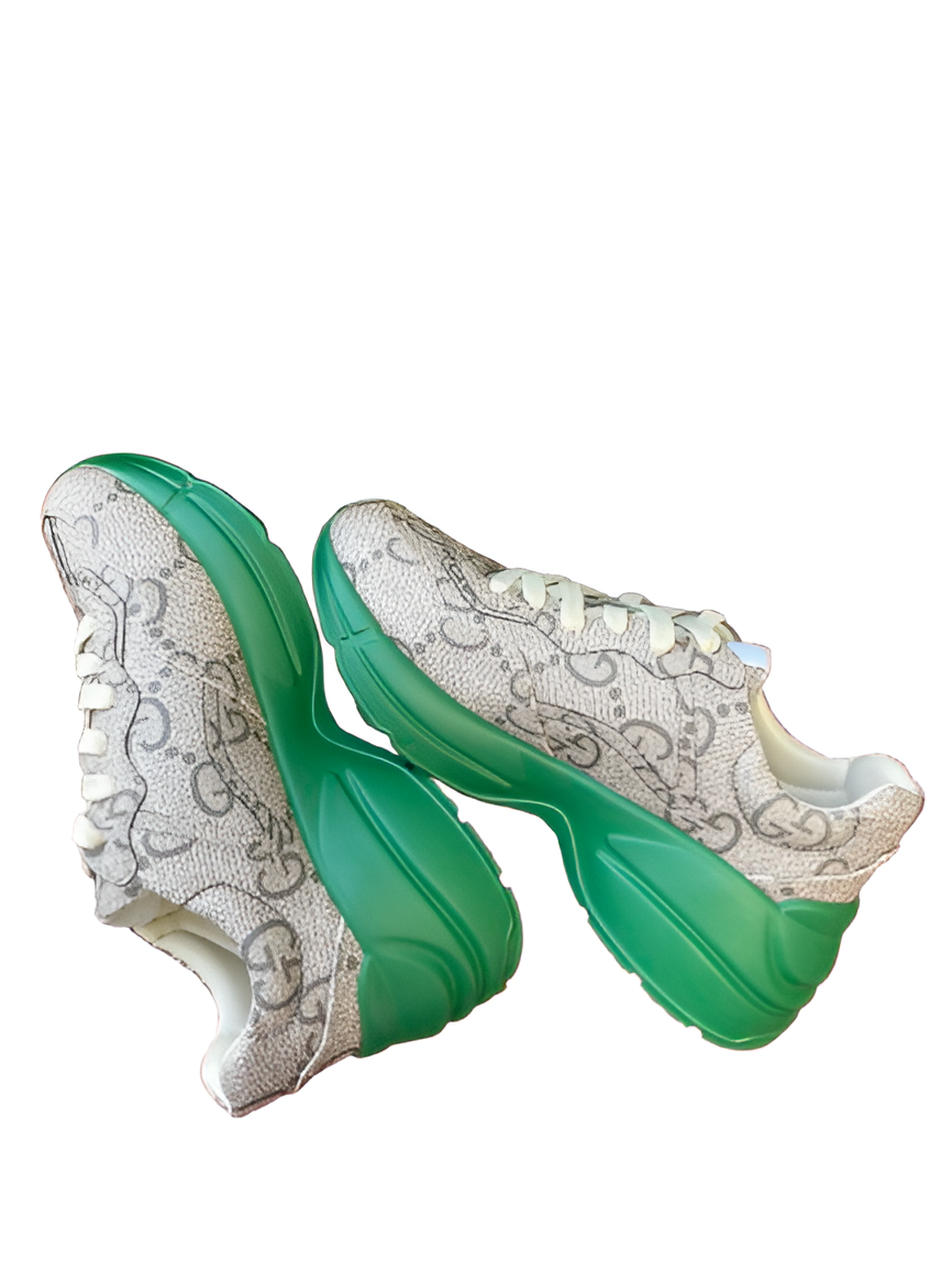 GUCCI Men's Monogram Sneakers with Green Soles
