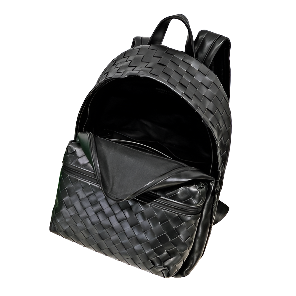 Bottega Black Woven Leather Backpack