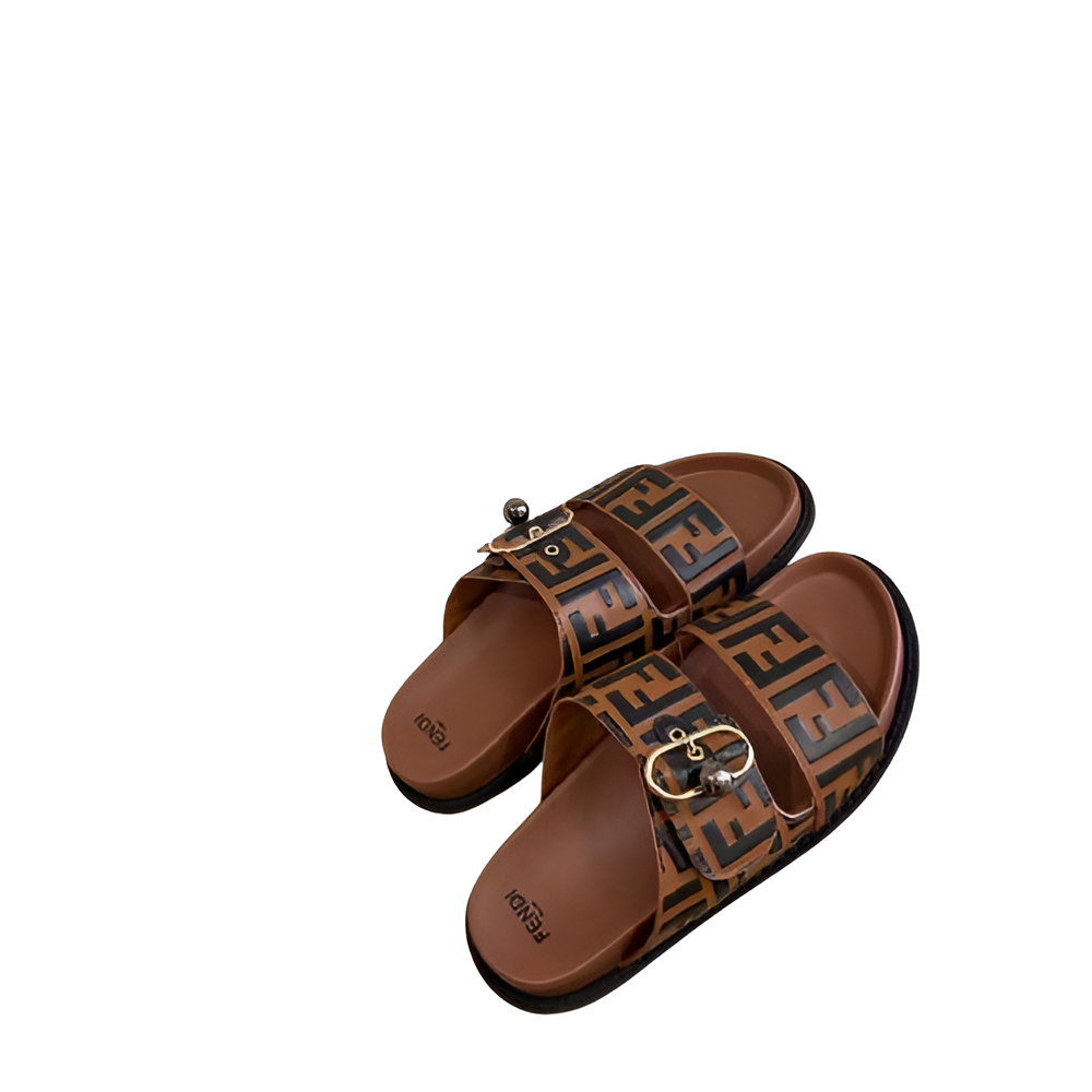 Fendi Men's Brown Signature Slides