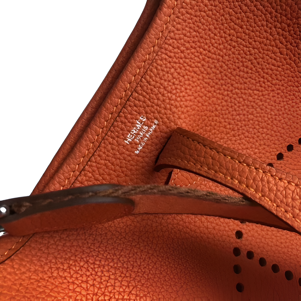 Hermes Orange Leather Shoulder Bag with Adjustable Strap