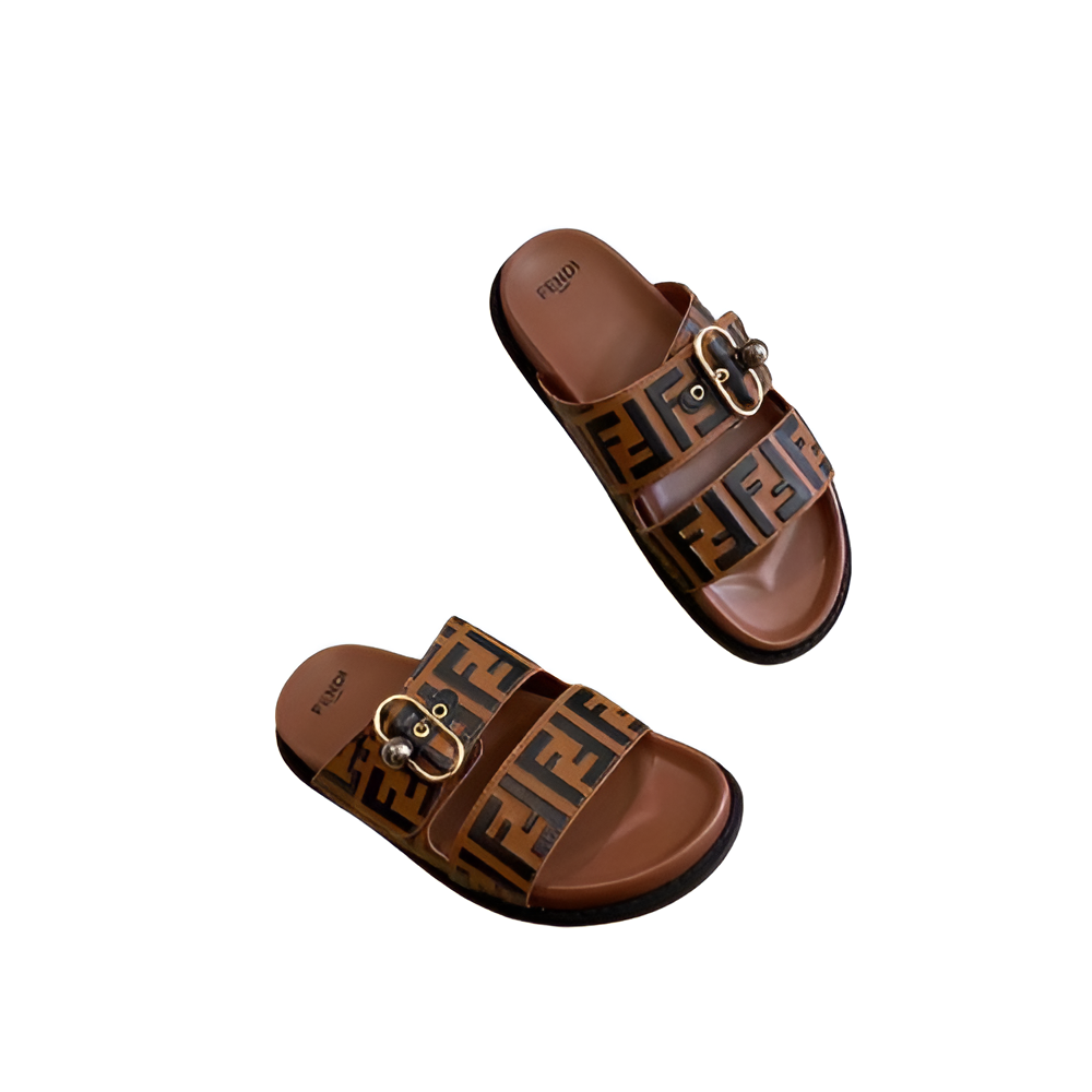 Fendi Men's Brown Signature Slides