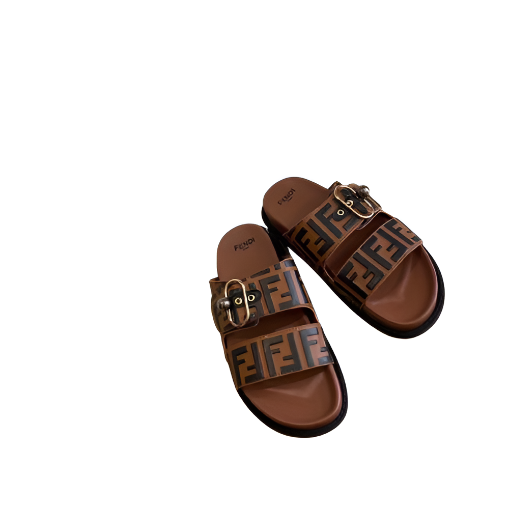 Fendi Men's Brown Signature Slides