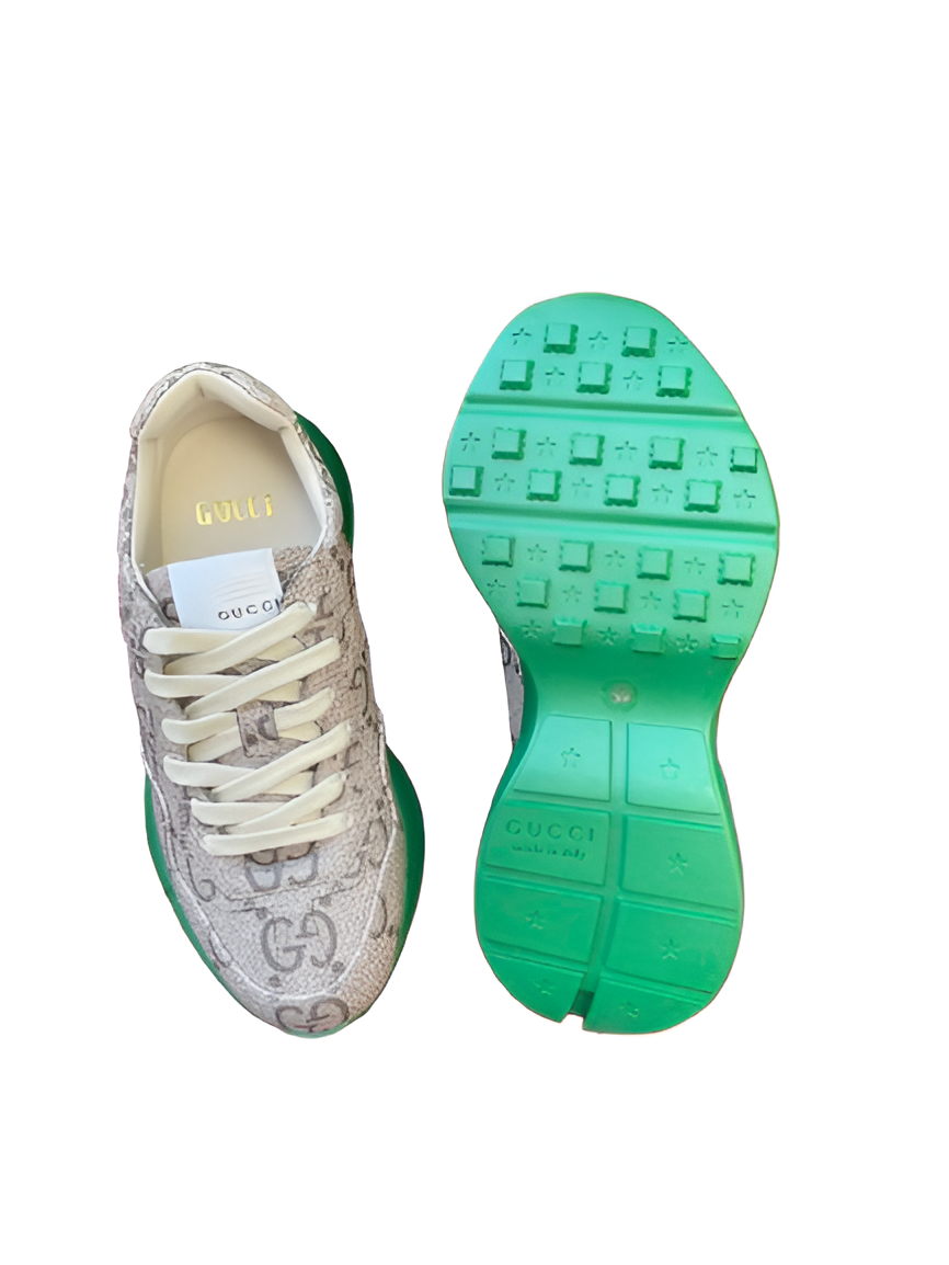 GUCCI Men's Monogram Sneakers with Green Soles