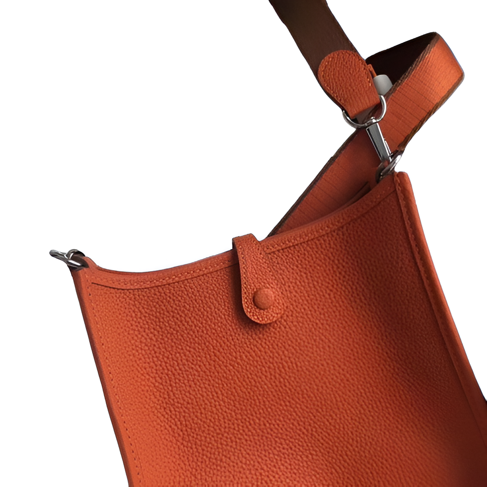 Hermes Orange Leather Shoulder Bag with Adjustable Strap
