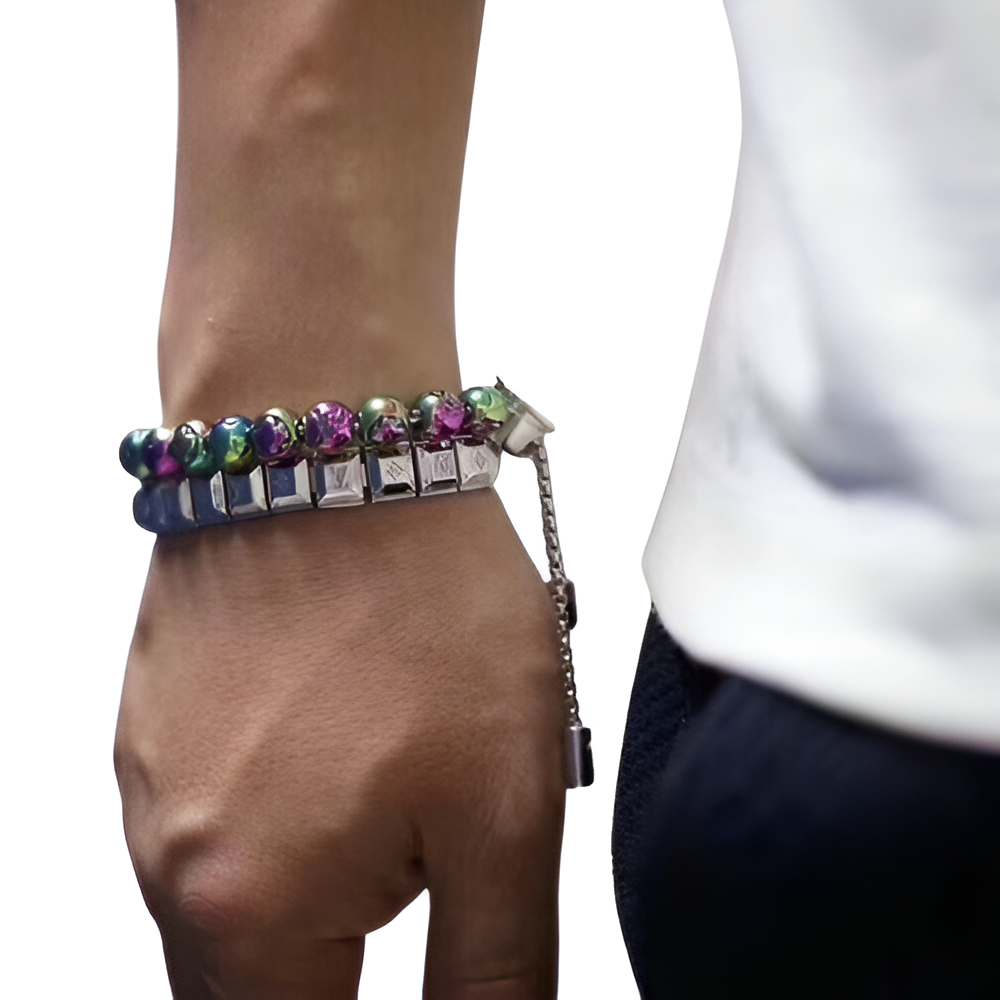 Louis Vuitton Black & Rainbow Bead Bracelet Set