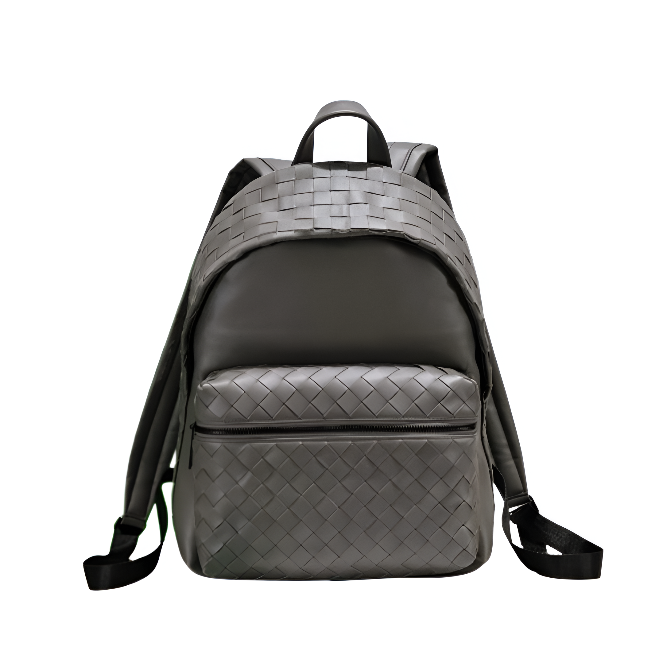 Bottega Gray Woven Leather Backpack