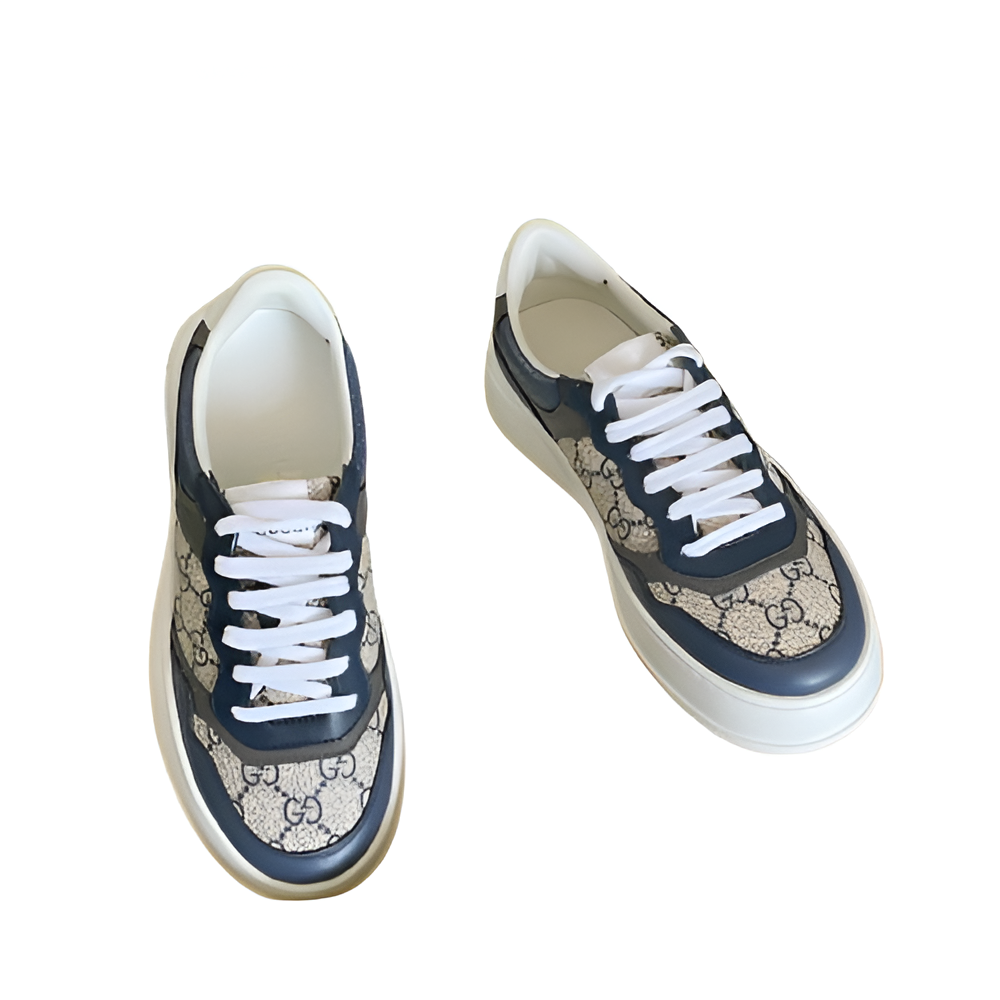 GUCCI Men's Navy and Beige Monogram Sneakers