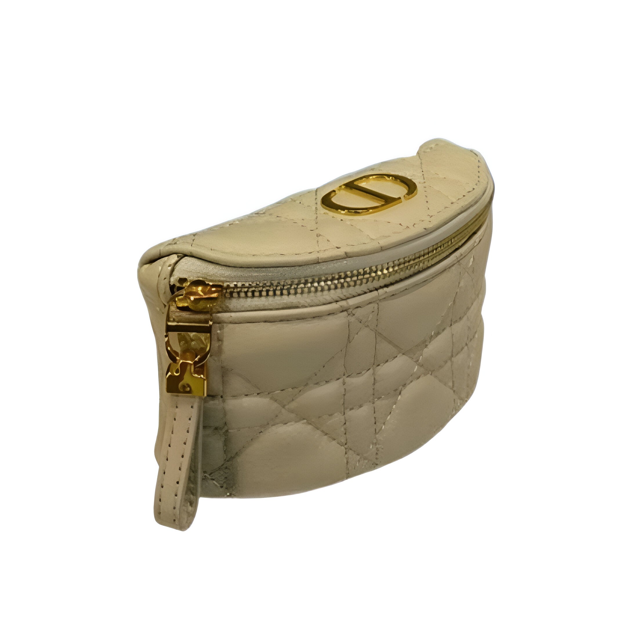 DIOR Beige Quilted Leather Half-Moon Pouch
