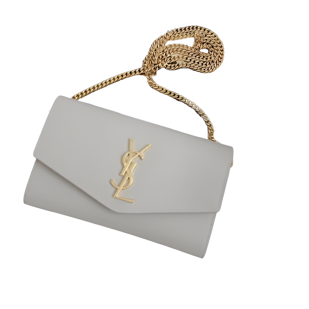 YSL White Leather Chain Bag