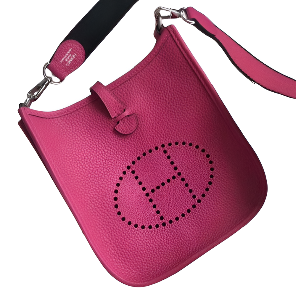 Hermes Fuchsia Pink Leather Shoulder Bag with Adjustable Strap