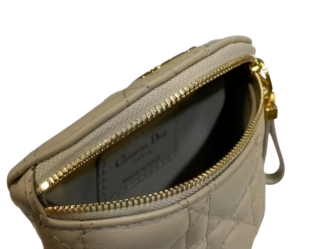 DIOR Beige Quilted Leather Half-Moon Pouch
