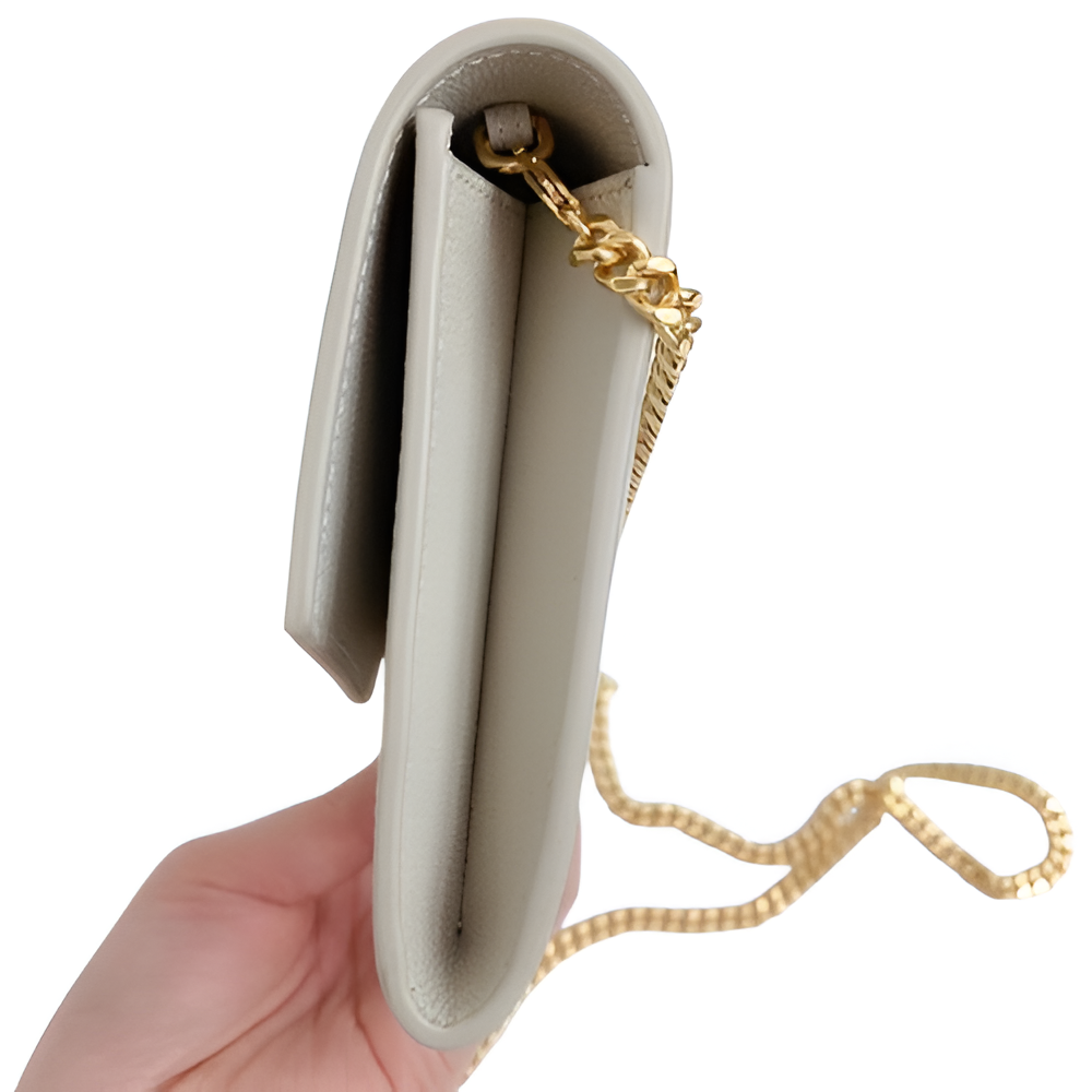 YSL White Leather Chain Bag