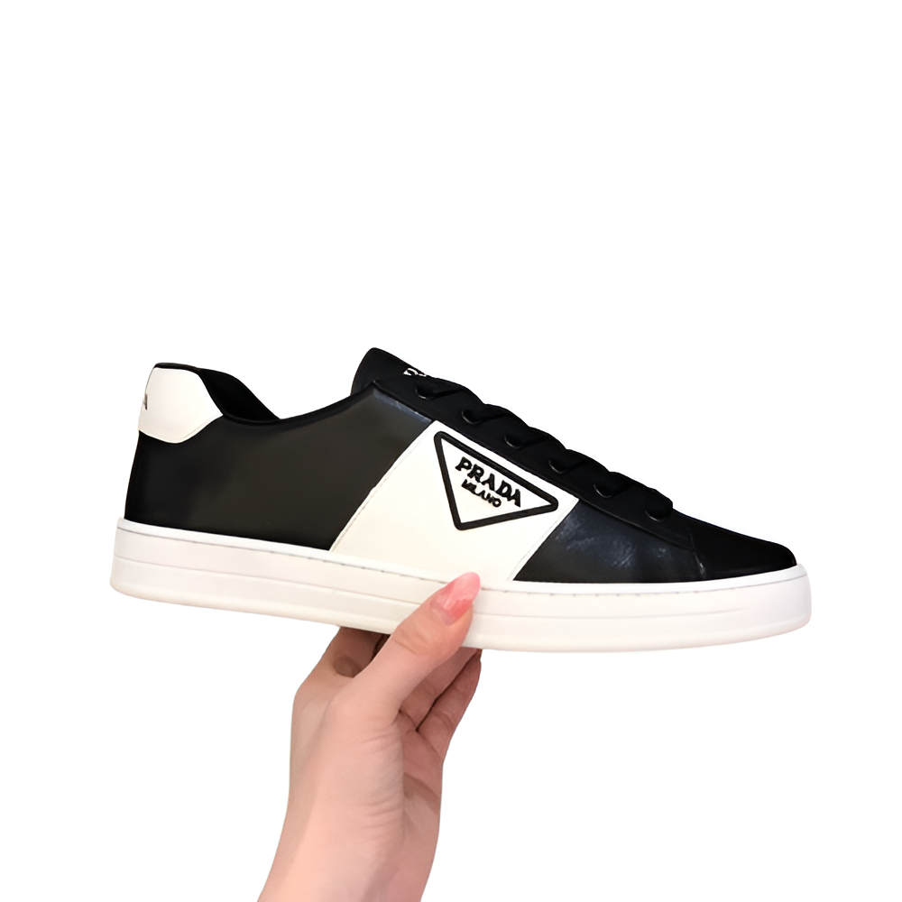 PRADA Men's Black & White Classic Sneakers
