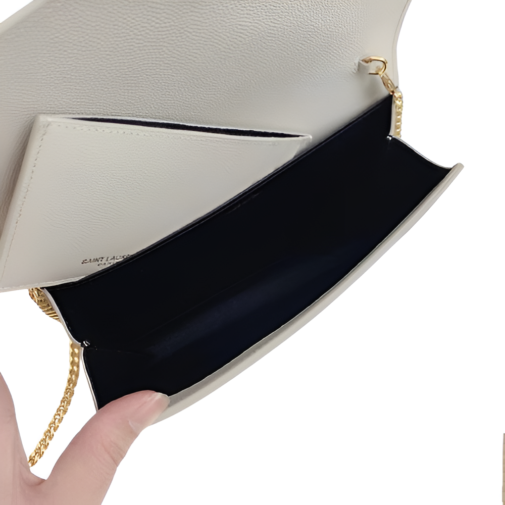 YSL White Leather Chain Bag