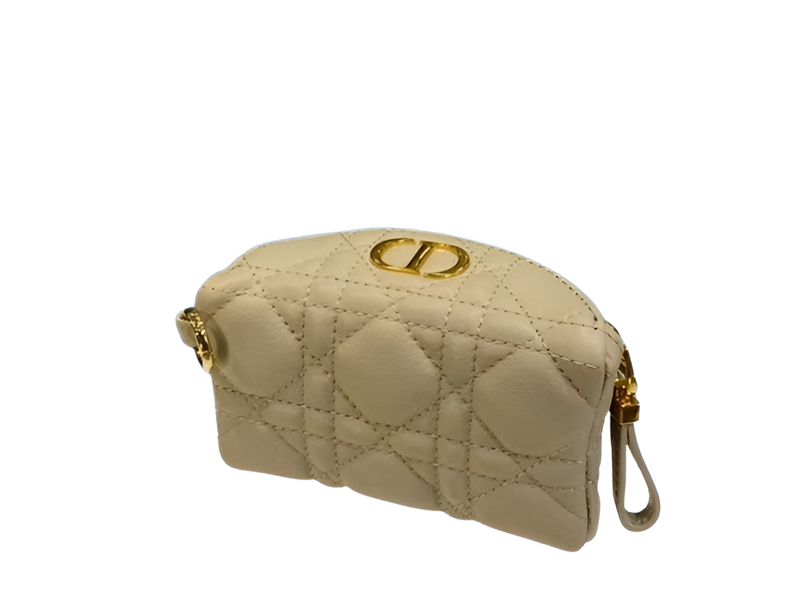 DIOR Beige Quilted Leather Half-Moon Pouch