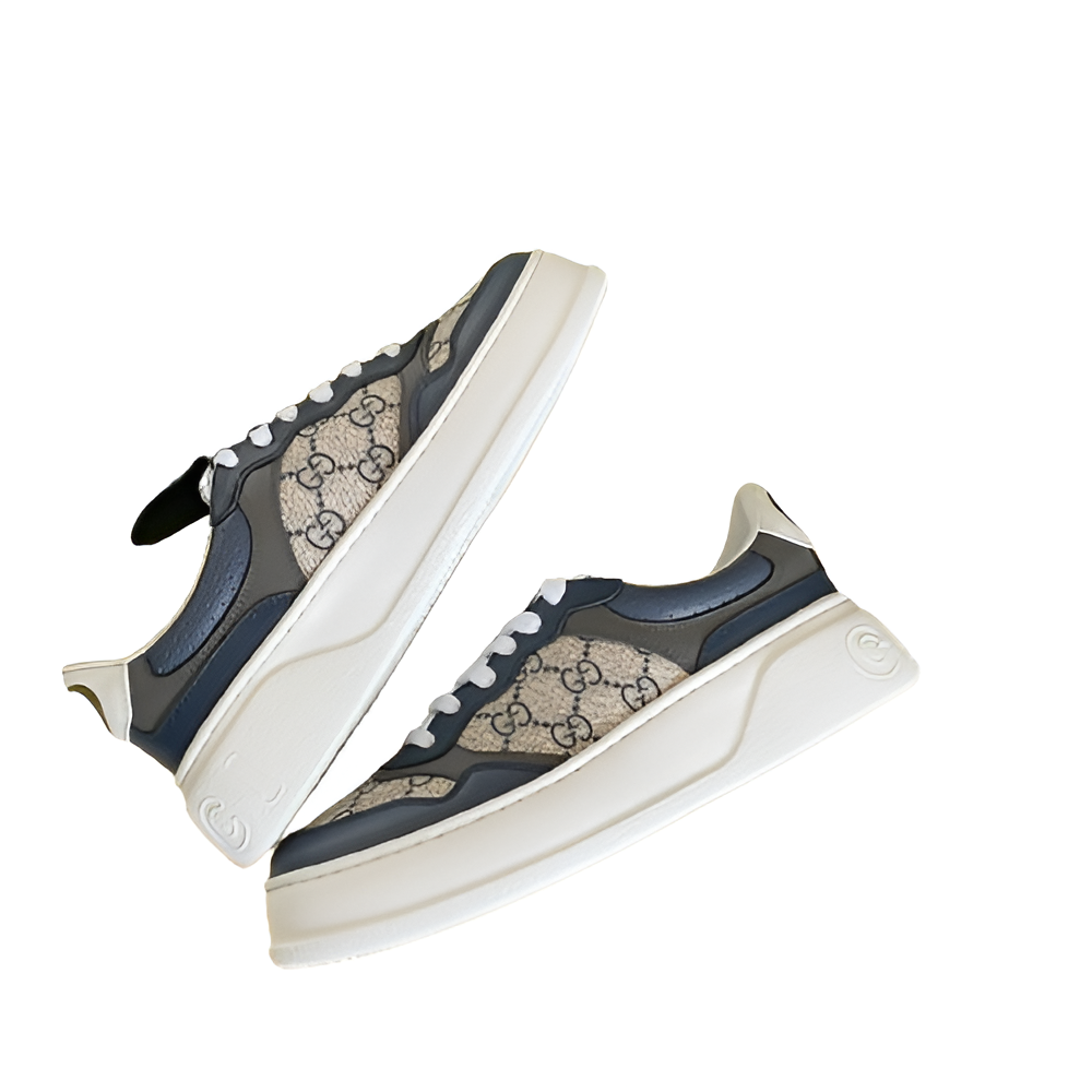 GUCCI Men's Navy and Beige Monogram Sneakers