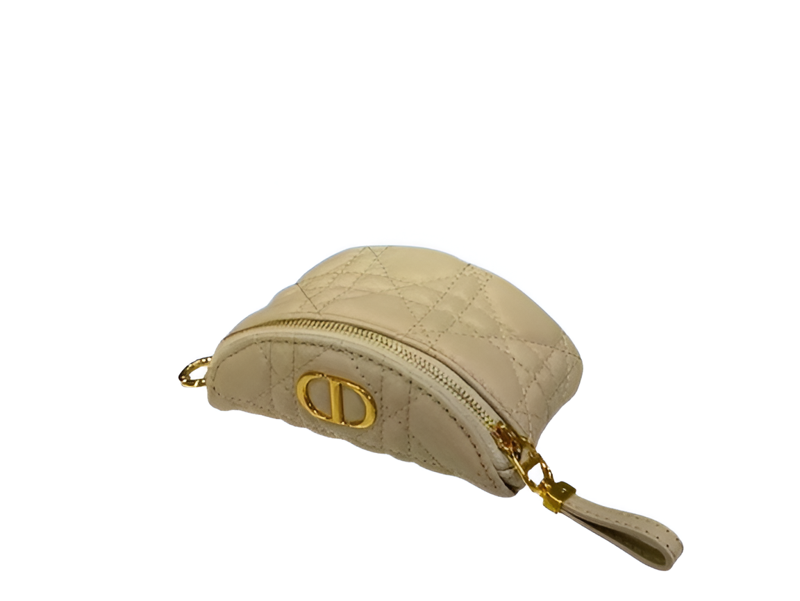 DIOR Beige Quilted Leather Half-Moon Pouch