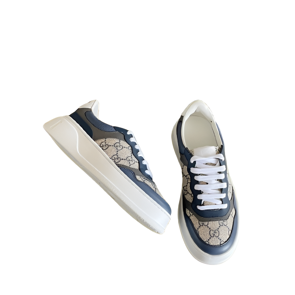 GUCCI Men's Navy and Beige Monogram Sneakers