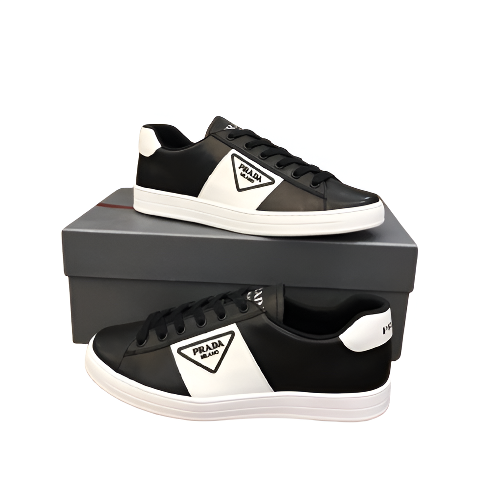 PRADA Men's Black & White Classic Sneakers