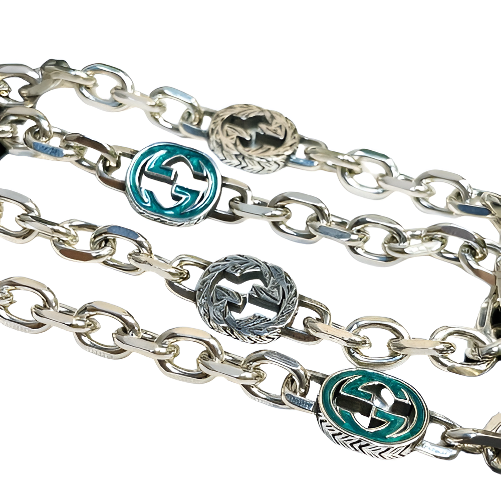 Gucci Silver Logo Chain Necklace & Bracelet Set