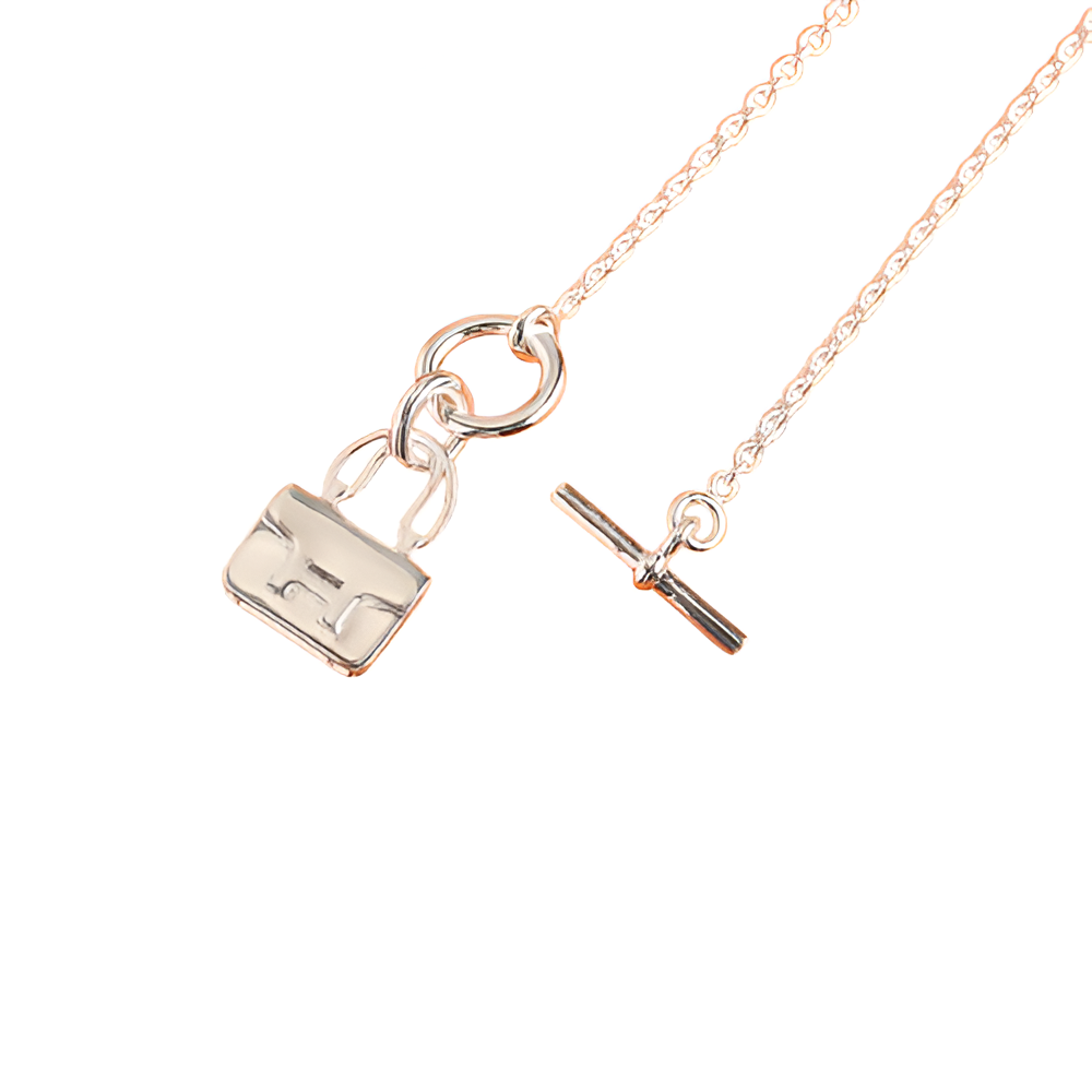 HERMES Silver Mini Bag Pendant Necklace