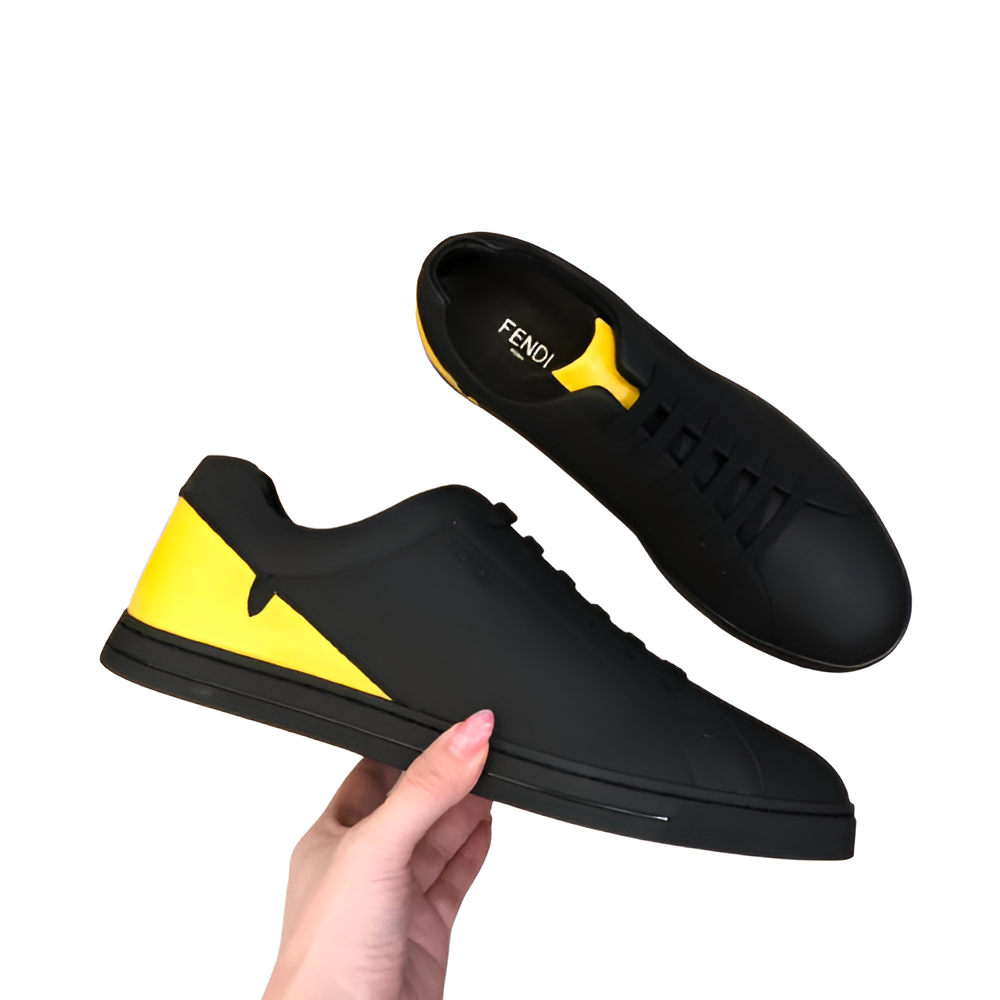 Fendi Black Men's Sneakers with Yellow Accent
