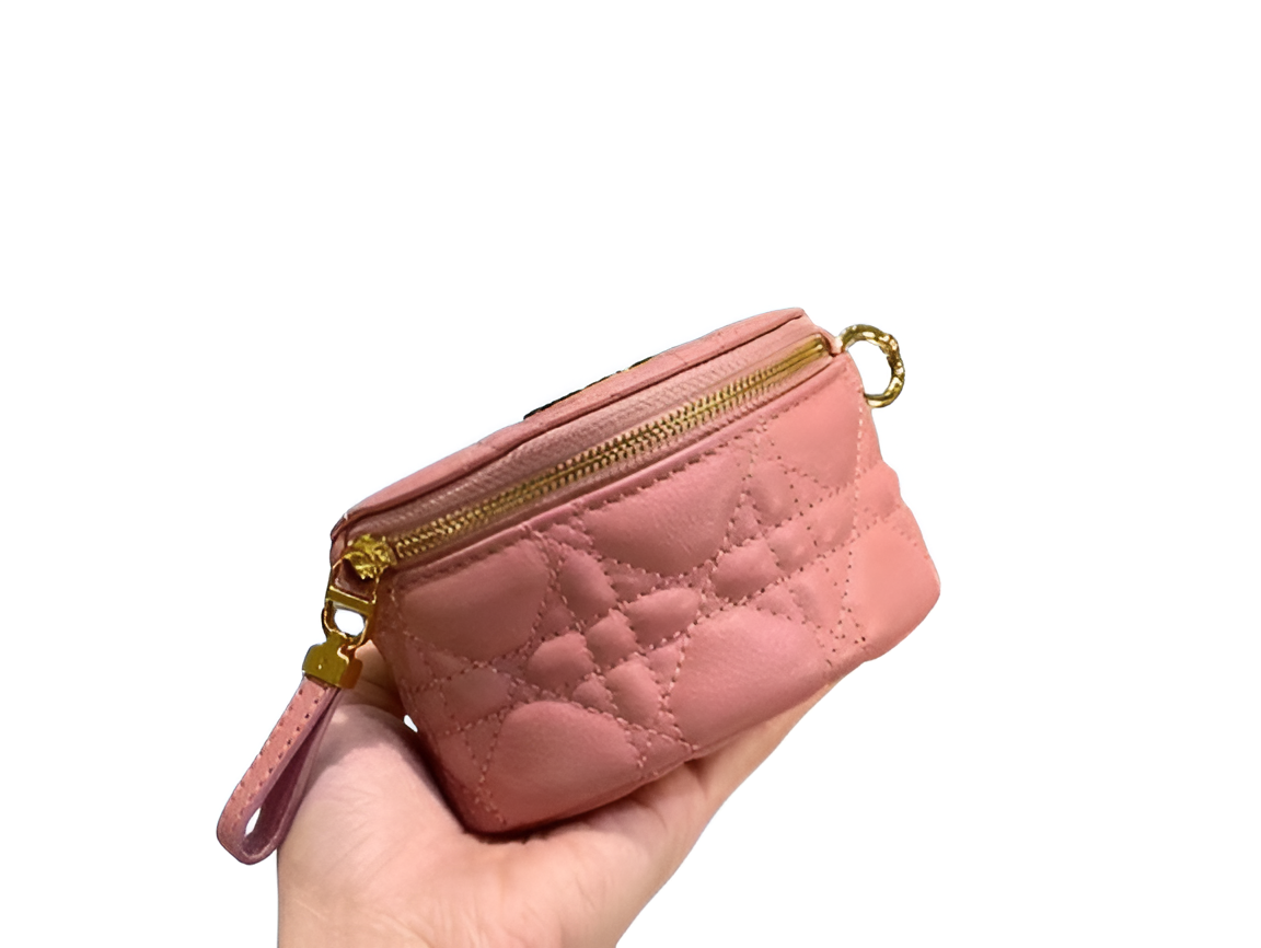 DIOR Pink Quilted Leather Half-Moon Pouch