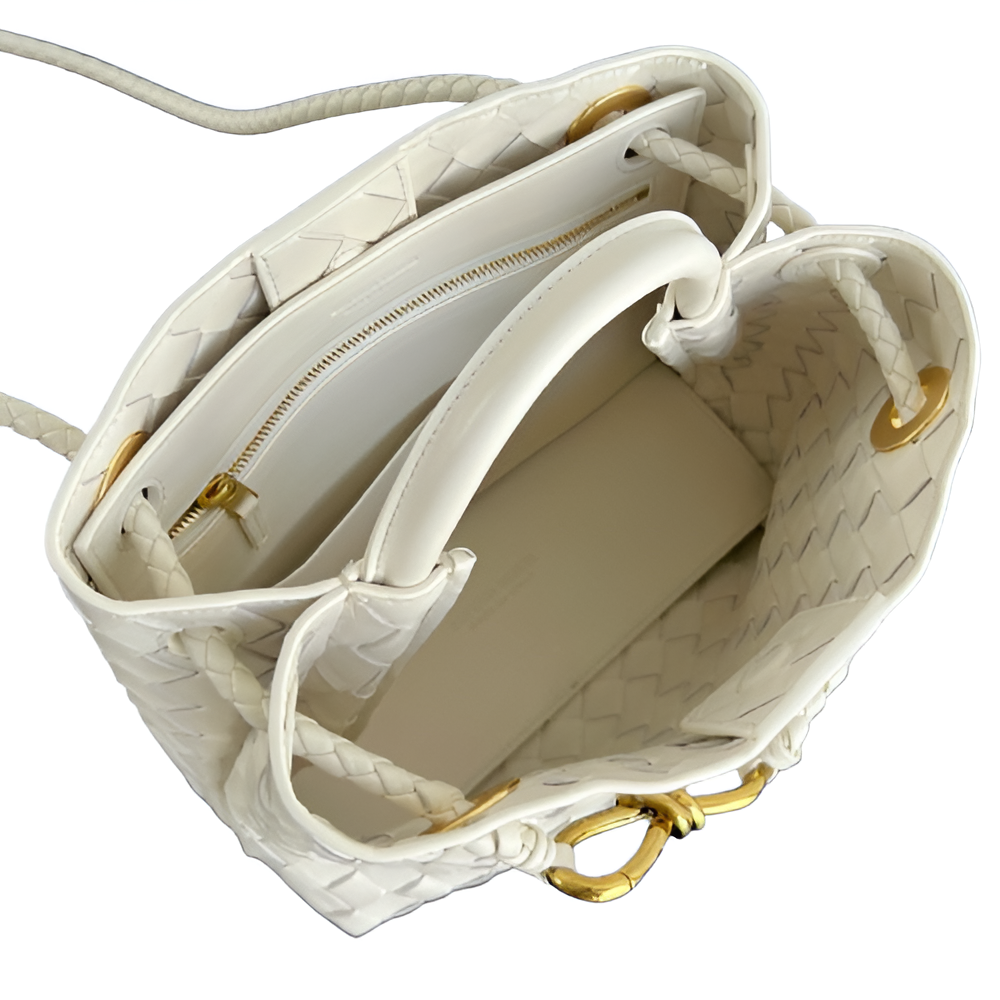 Bottega White Woven Leather Tote Bag