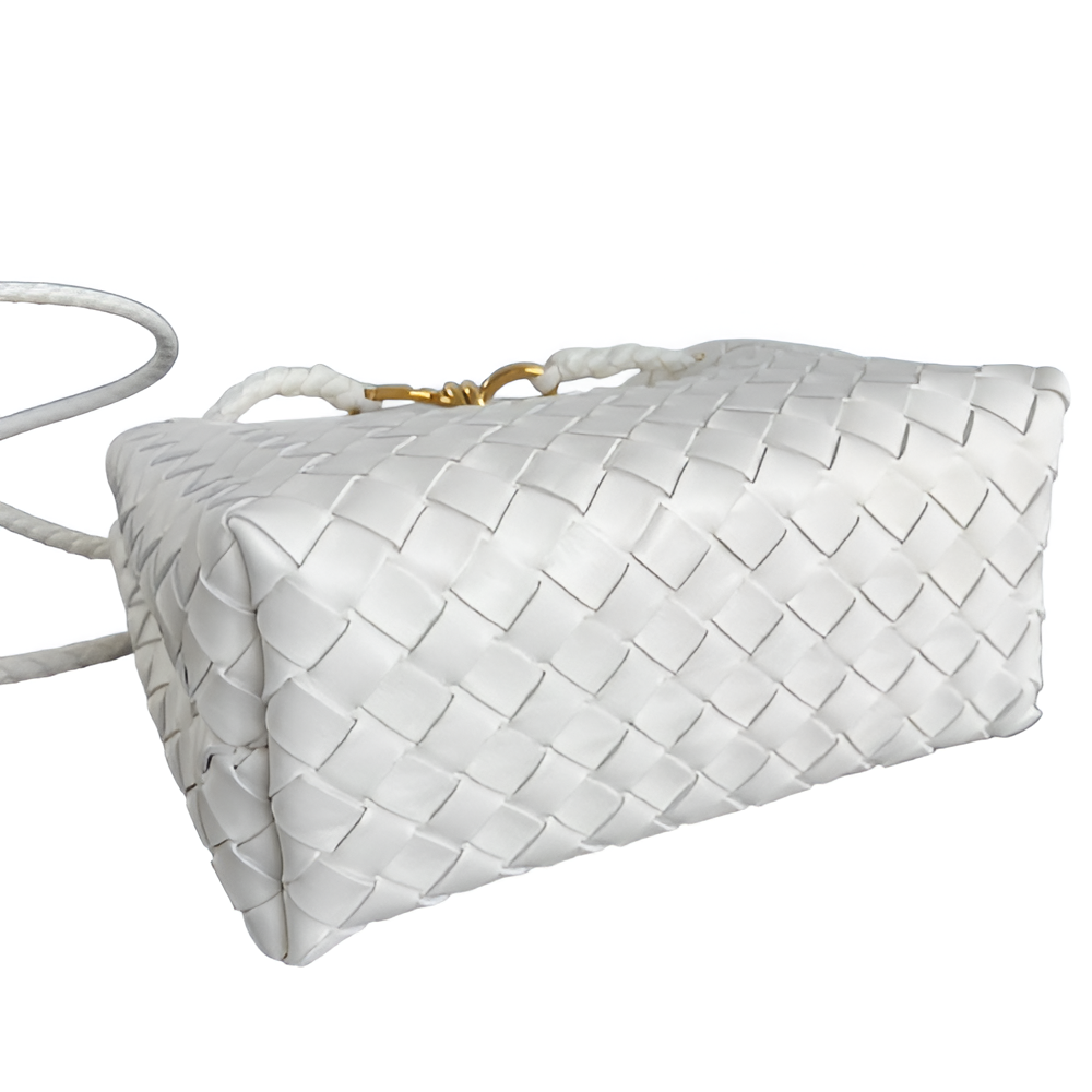 Bottega White Woven Leather Tote Bag
