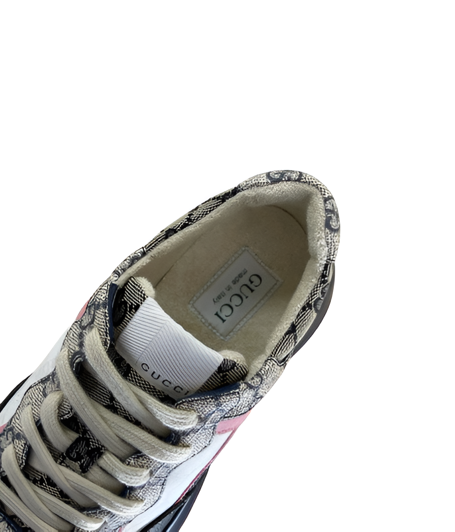 GUCCI Women's Multicolor Monogram Sneakers with Pink Accents