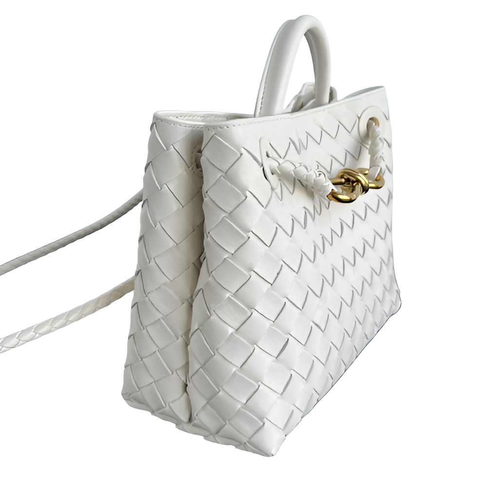 Bottega White Woven Leather Tote Bag