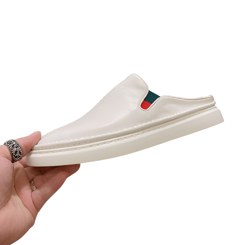 Fendi Men's White Leather Slip-On Loafers