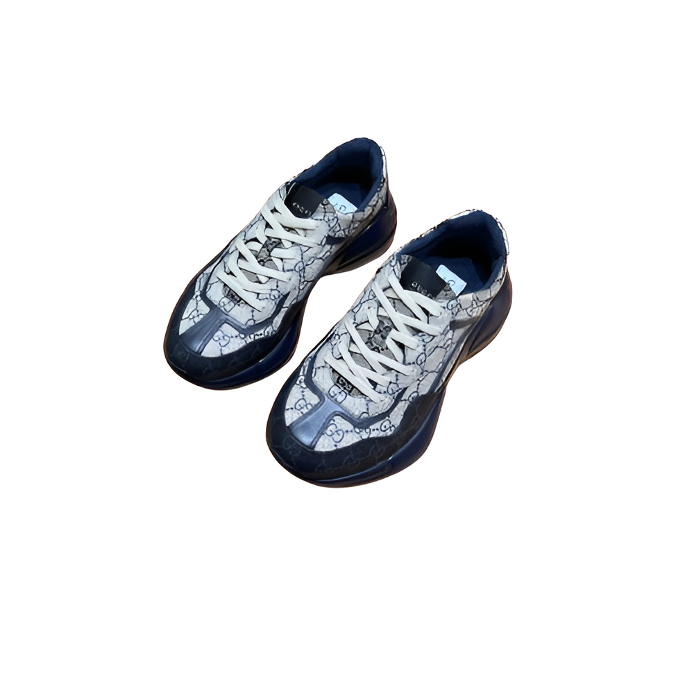 GUCCI Men's Navy and White Monogram Sneakers