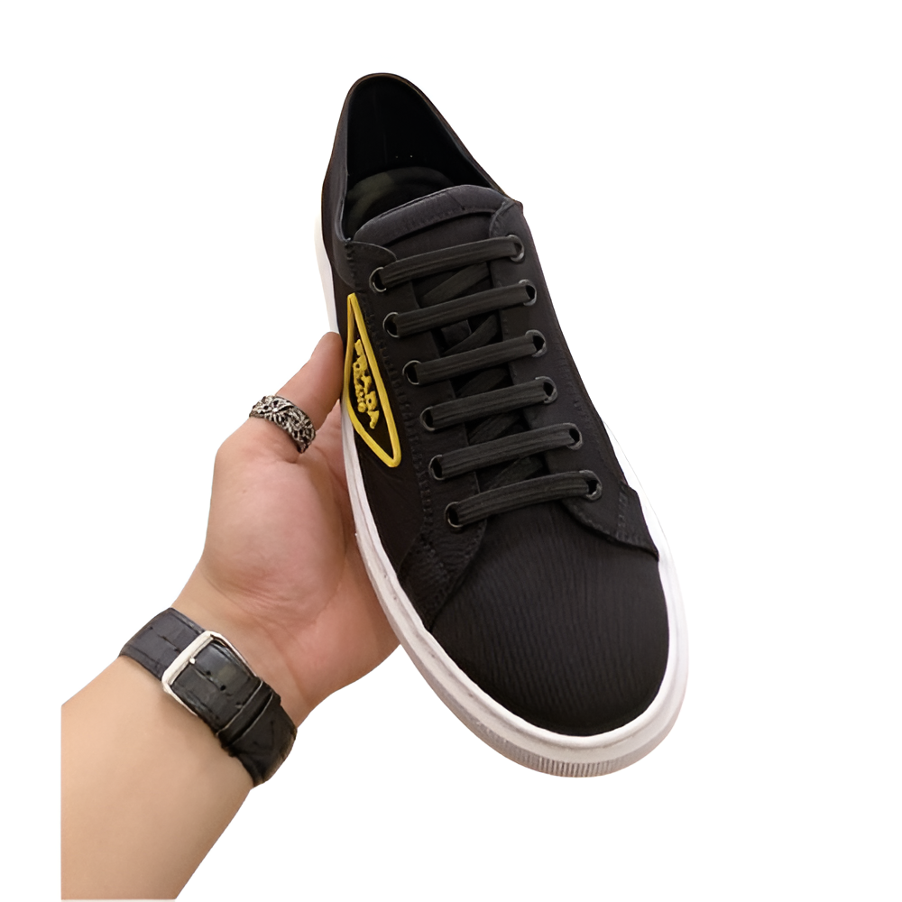PRADA Men's Black Sneakers with Yellow Logo