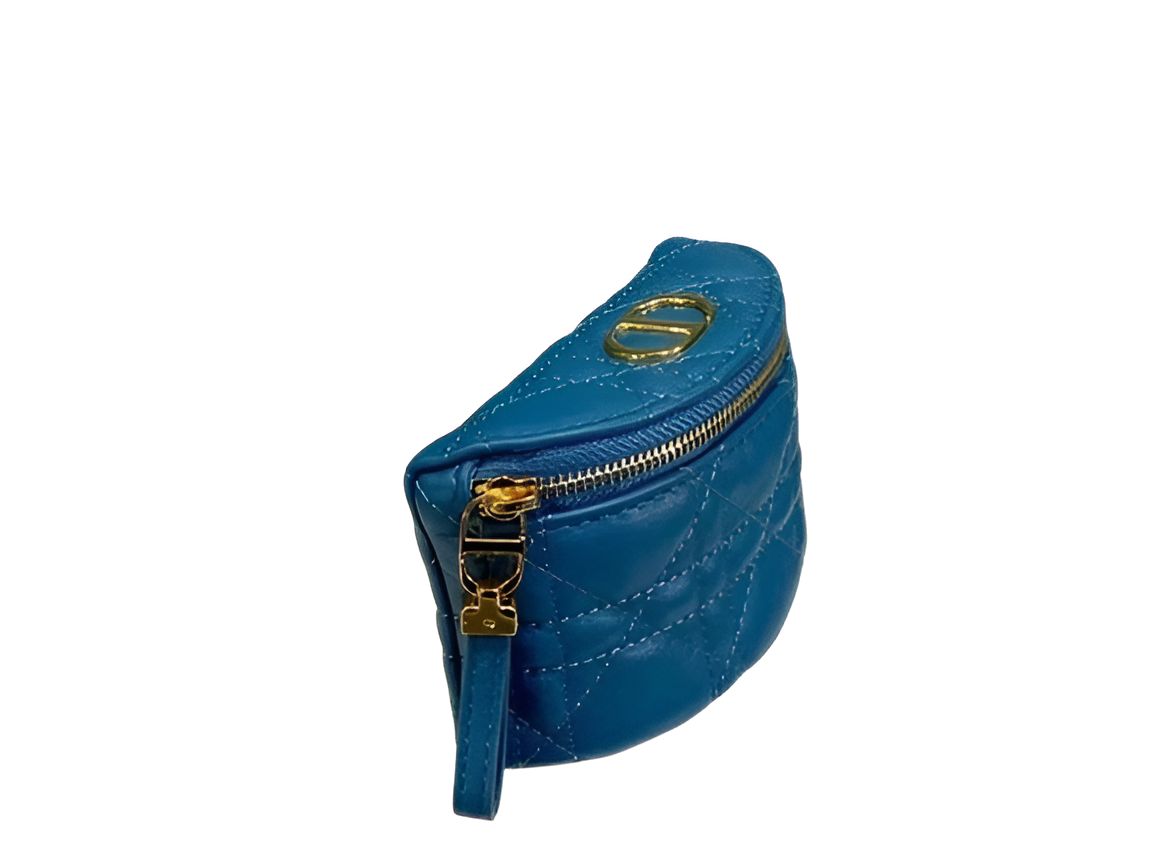 DIOR Blue Quilted Leather Half-Moon Pouch