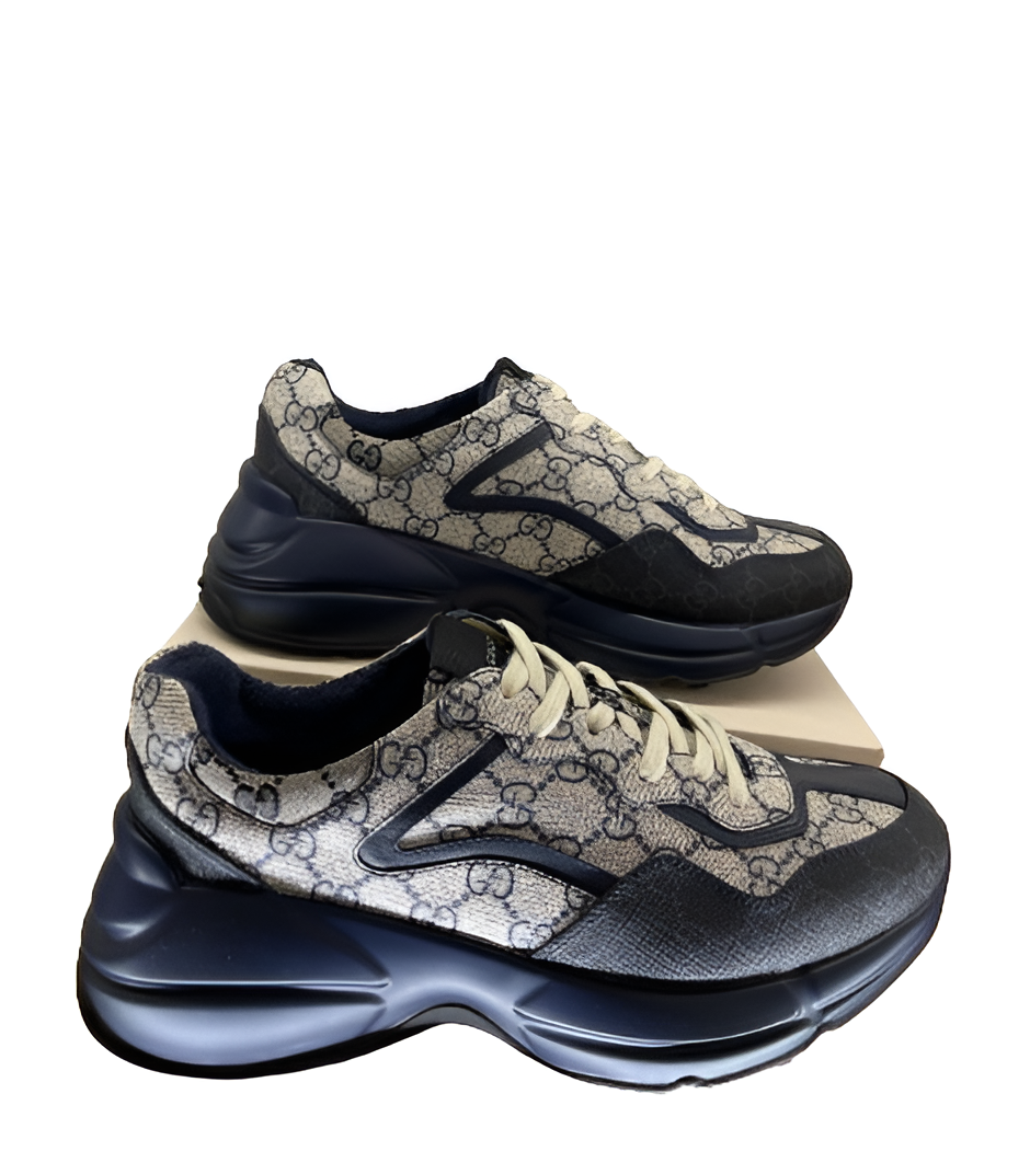 GUCCI Men's Navy and White Monogram Sneakers