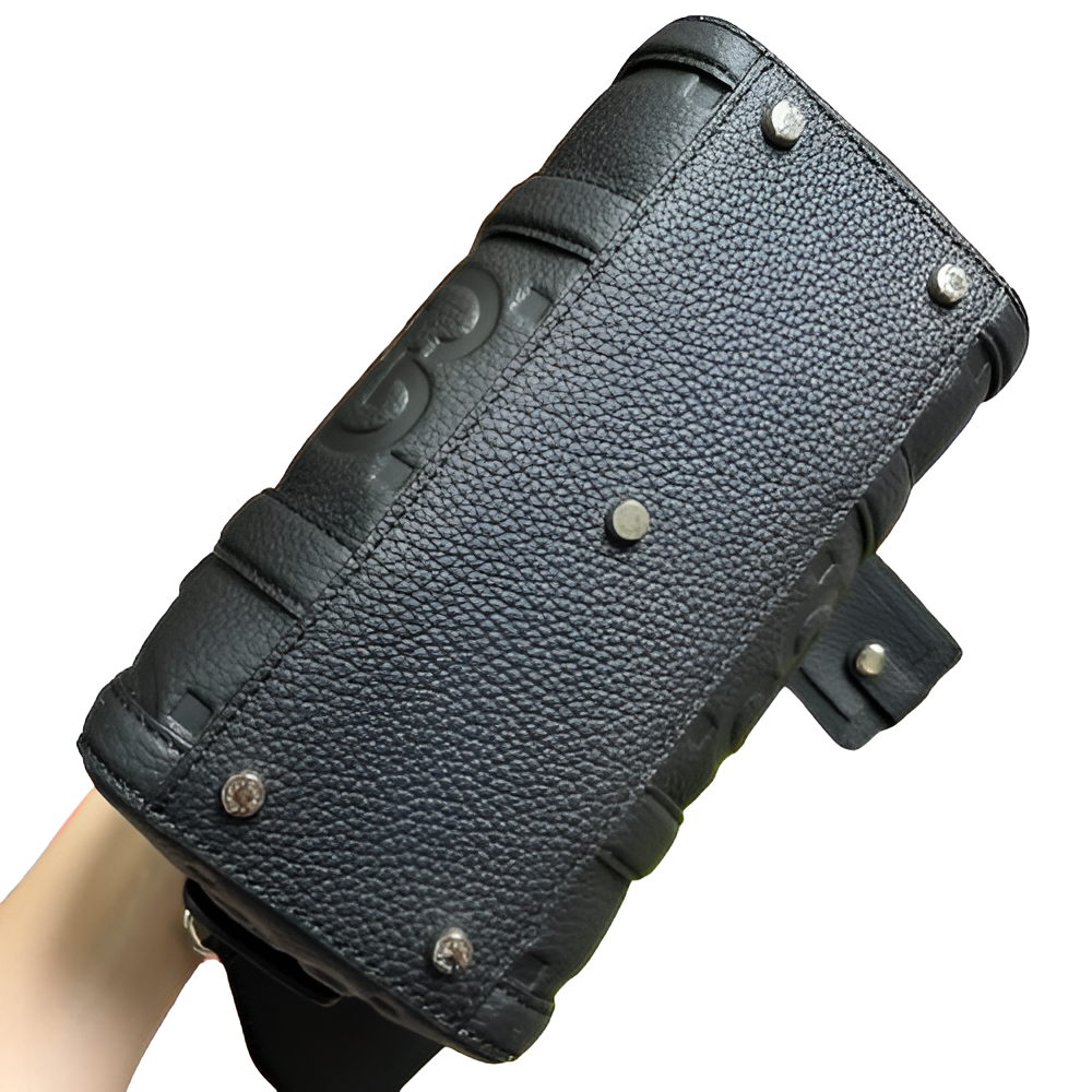 GUCCI GG Embossed Black Leather Mini Duffle Bag