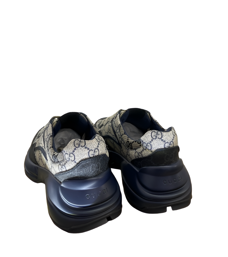 GUCCI Men's Navy and White Monogram Sneakers