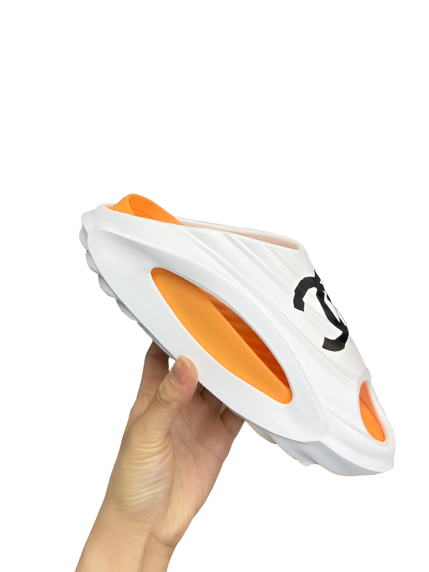 CHANEL Women's Orange & White Slides