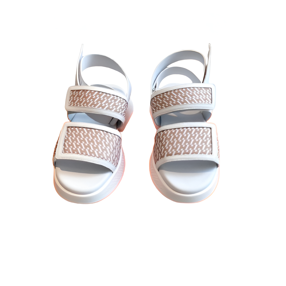 Hermes Women's White & Beige Strap Sandals