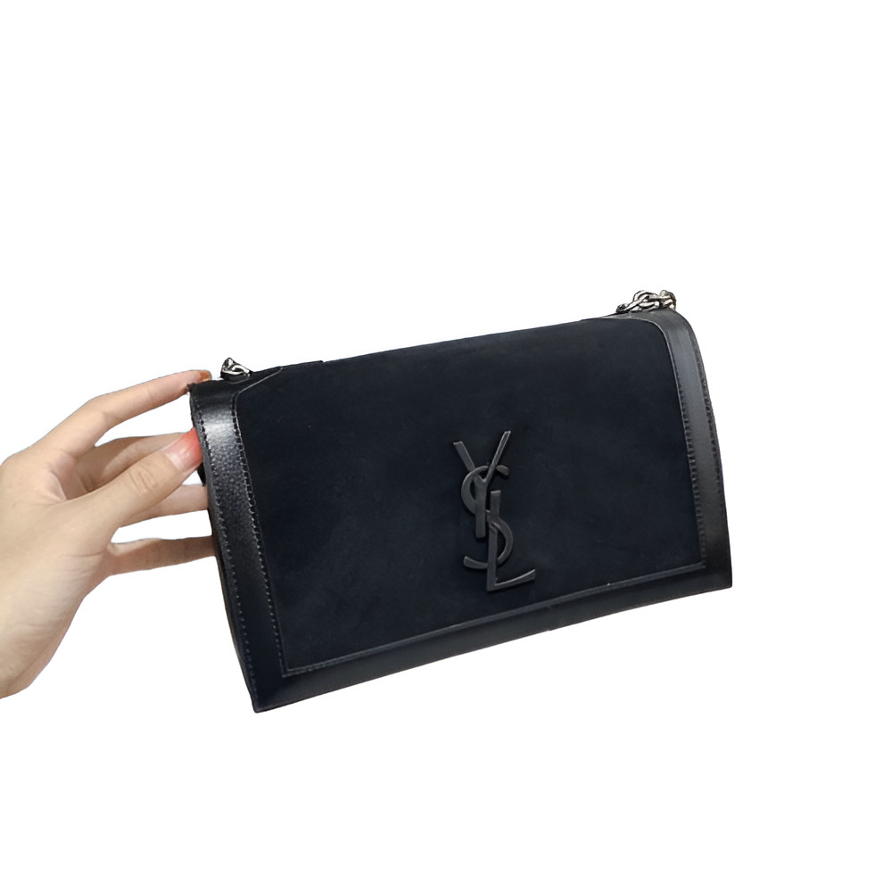 YSL Black Suede and Leather Chain Bag