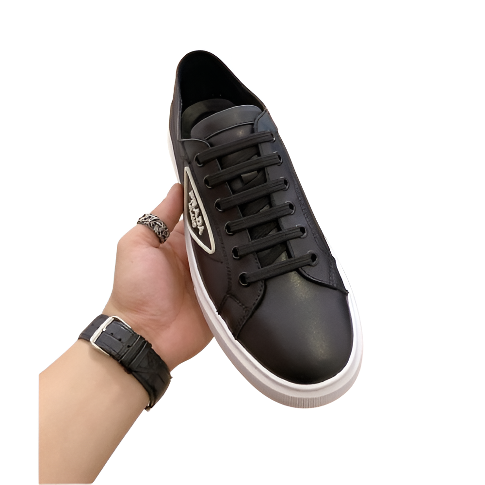 PRADA Men's Black Sneakers with White Logo