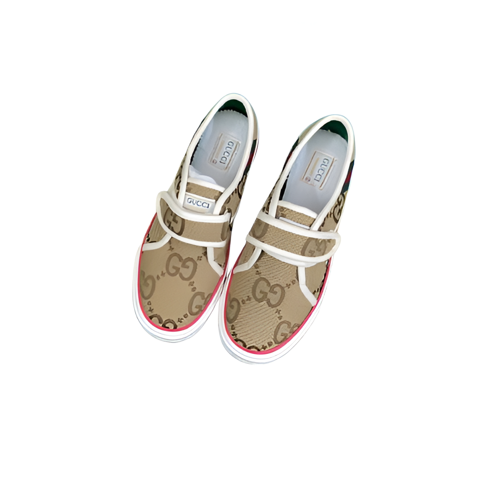 GUCCI Men's Beige Monogram Slip-On Sneakers