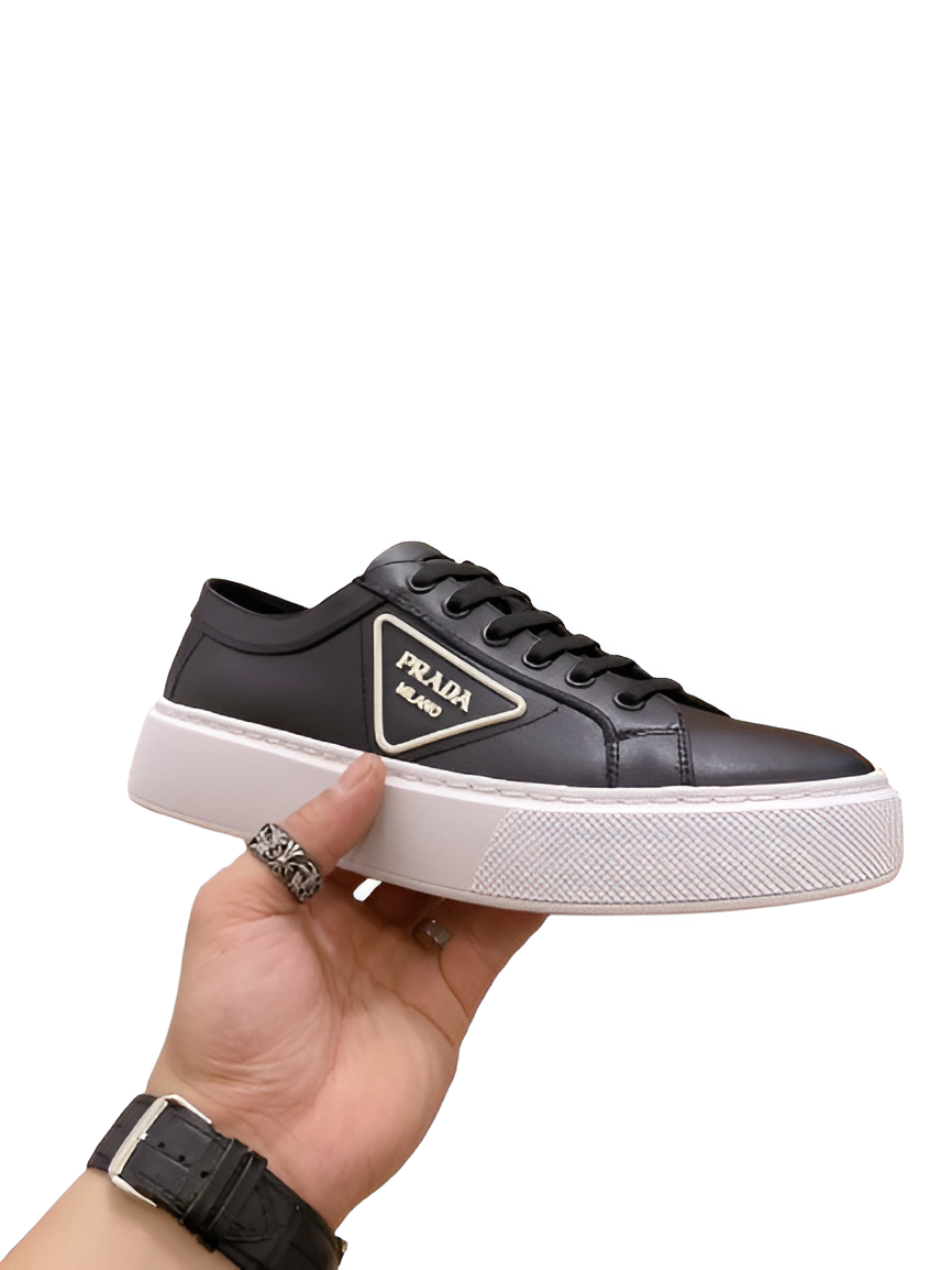 PRADA Men's Black Sneakers with White Logo