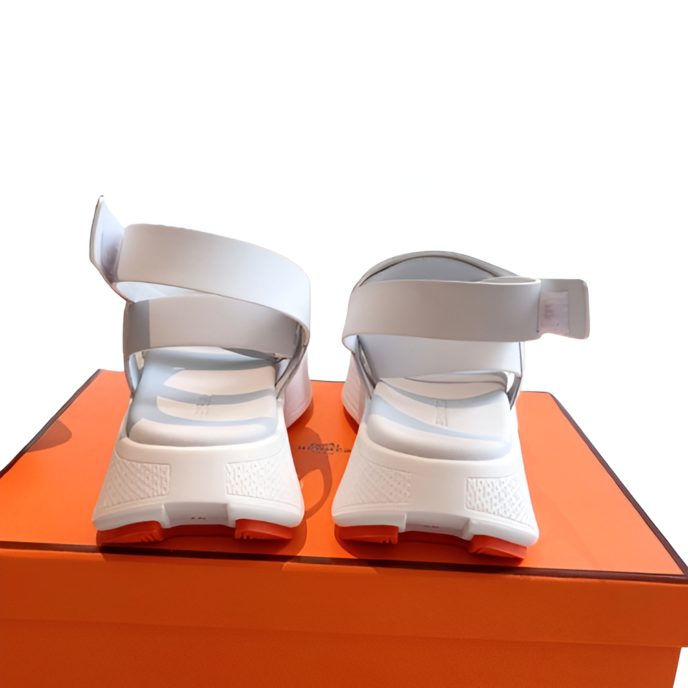 Hermes Women's White & Beige Strap Sandals
