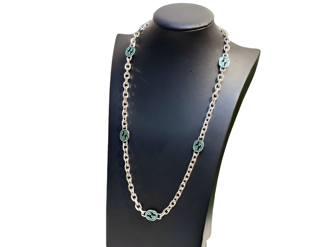 Gucci Silver Logo Chain Necklace & Bracelet Set